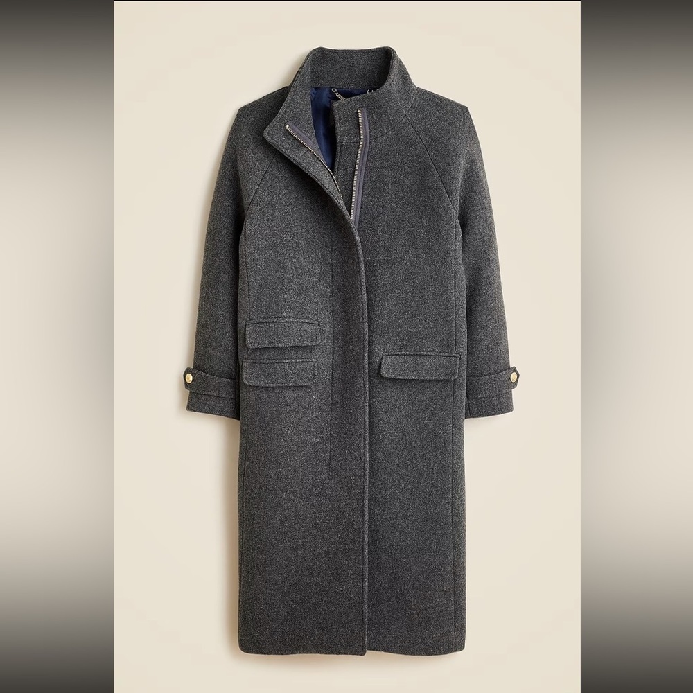 NWT J. Crew J.Crew Jcrew - Long Toscana coat - Size 0 - Color Heather Gunmetal